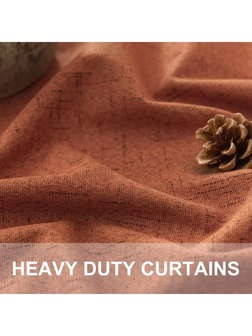 63-Inch Terracotta Blackout Curtains - 2 Panels, Boho Linen, Room Darkening for